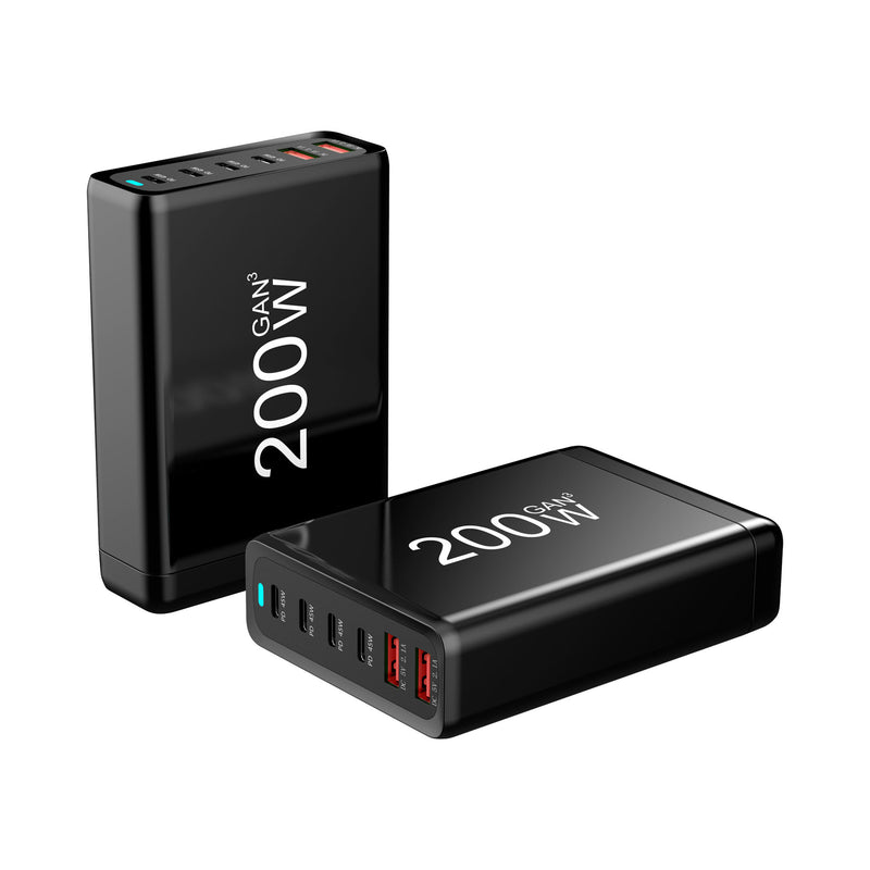200W USB C Charger 6-Port Desktop Charging Station for Phone Tablet Laptop Charger