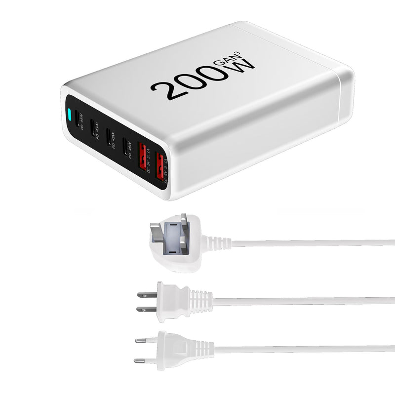 200W USB C Charger 6-Port Desktop Charging Station for Phone Tablet Laptop Charger