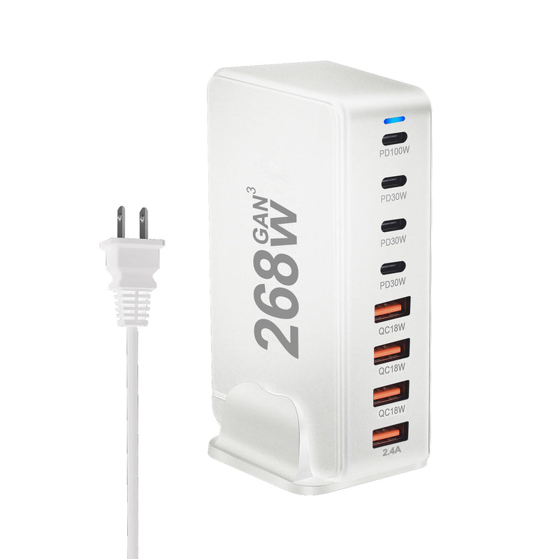 Chargeur USB C 268W, 8 Ports, Station de charge USB de bureau, 100W, pour téléphone et ordinateur portable