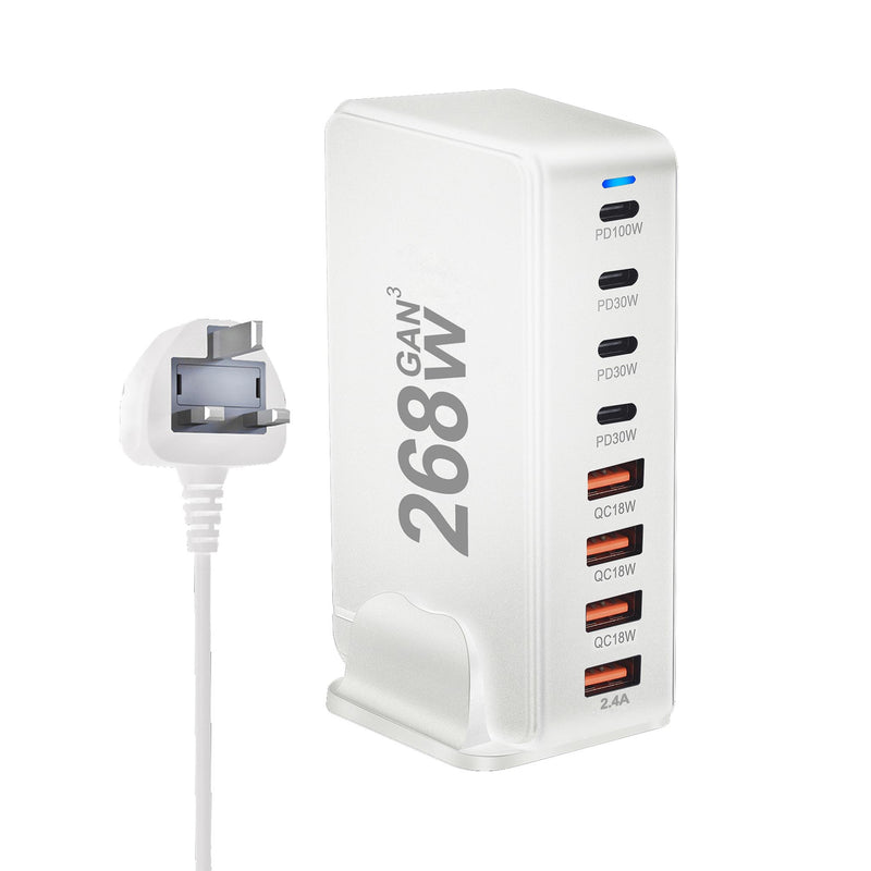 Chargeur USB C 268W, 8 Ports, Station de charge USB de bureau, 100W, pour téléphone et ordinateur portable