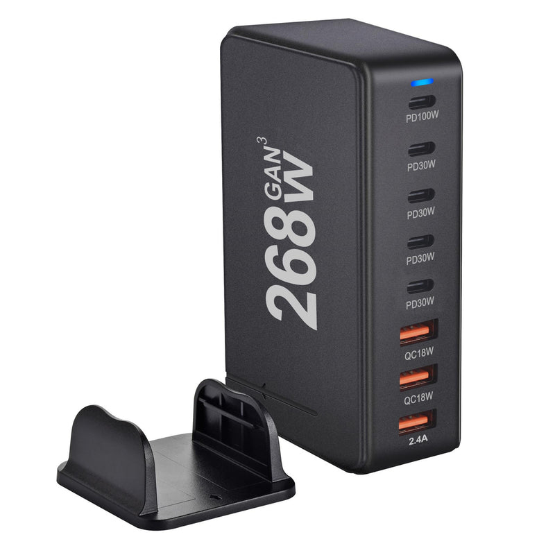 Chargeur USB C 268W, 8 Ports, Station de charge USB de bureau, 100W, pour téléphone et ordinateur portable