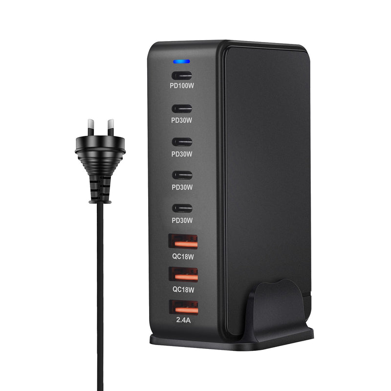 Chargeur USB C 268W, 8 Ports, Station de charge USB de bureau, 100W, pour téléphone et ordinateur portable