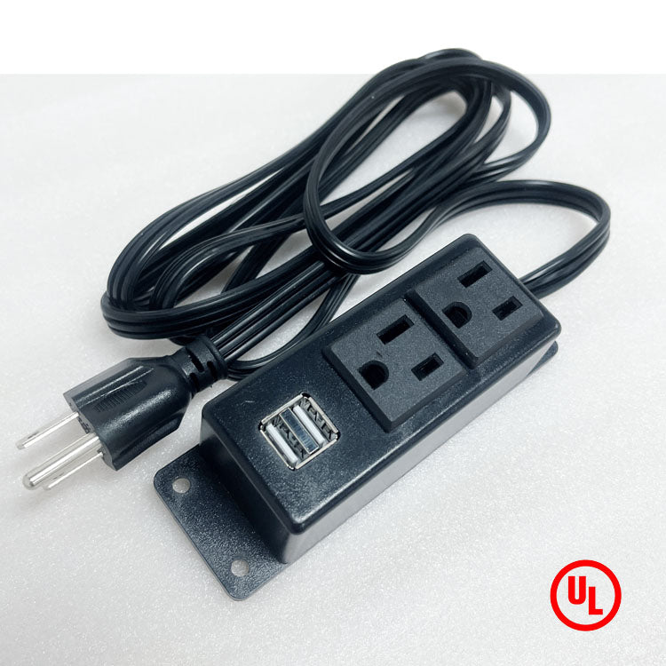 Steckdosenleiste nach US-Standard mit 2 Steckdosen und 2 USB-Anschlüssen. Ladestation