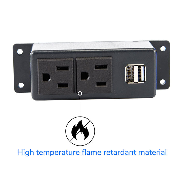 Steckdosenleiste nach US-Standard mit 2 Steckdosen und 2 USB-Anschlüssen. Ladestation