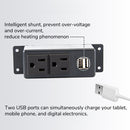 US Standard Power Socket Strip With 2 Outlets and 2 USB Ports Charging Station