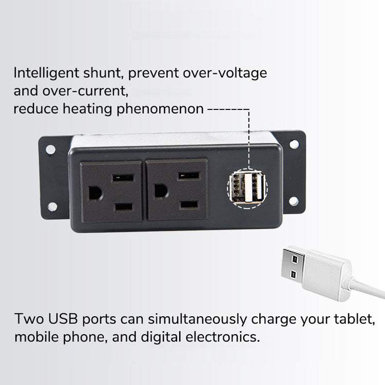 Steckdosenleiste nach US-Standard mit 2 Steckdosen und 2 USB-Anschlüssen. Ladestation