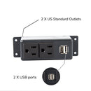 US Standard Power Socket Strip With 2 Outlets and 2 USB Ports Charging Station