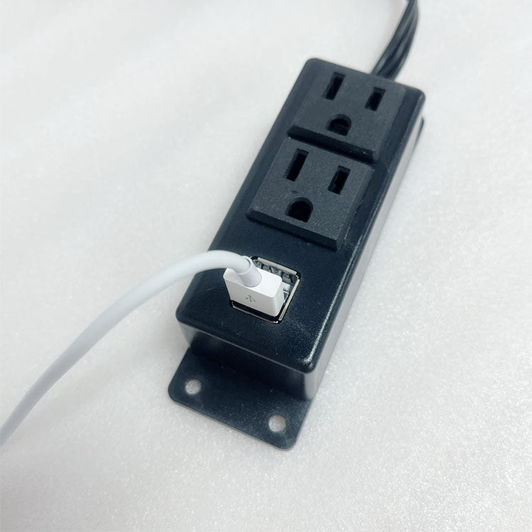 Steckdosenleiste nach US-Standard mit 2 Steckdosen und 2 USB-Anschlüssen. Ladestation
