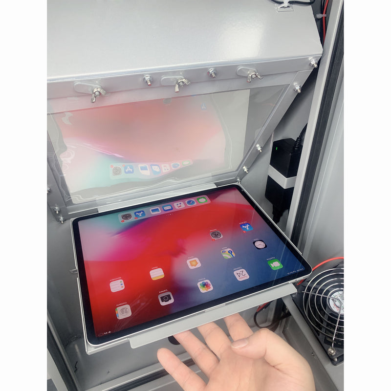 Wasserdichter Tablet-Kiosk für den Außenbereich für iPad-Ständer, Kühlung, Heizung