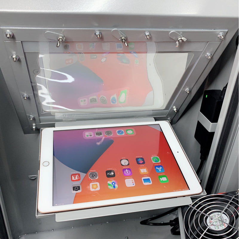 Wasserdichter Tablet-Kiosk für den Außenbereich für iPad-Ständer, Kühlung, Heizung
