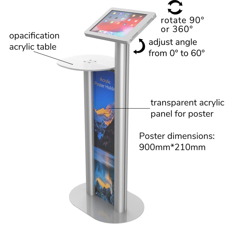 Metal Rotate Floor Stand Poster Holder Table for iPad 10.2 to 12.9