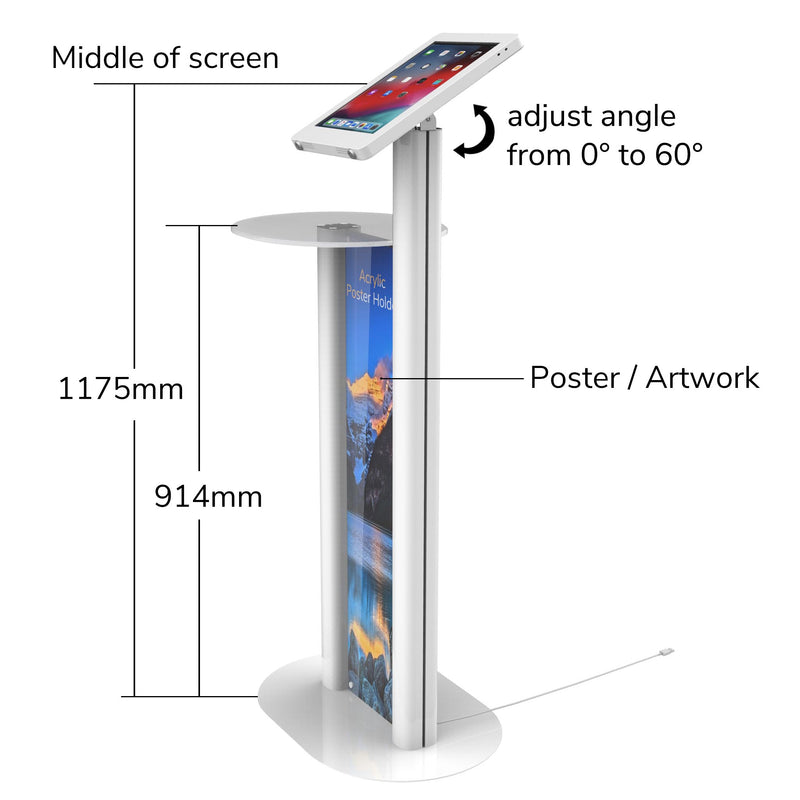 Metal Rotate Floor Stand Poster Holder Table for iPad 10.2 to 12.9